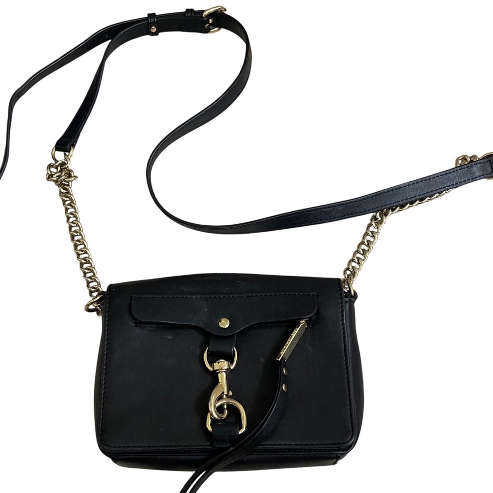Rebecca‎ Minkoff Black Leather Mini Mac Crossbody chain strap detail purse
Bag
